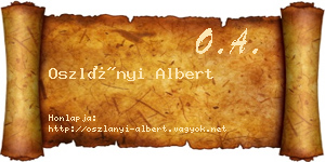 Oszlányi Albert névjegykártya